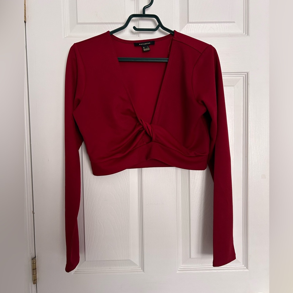 Ruby Red Twist Tie Crop Top
